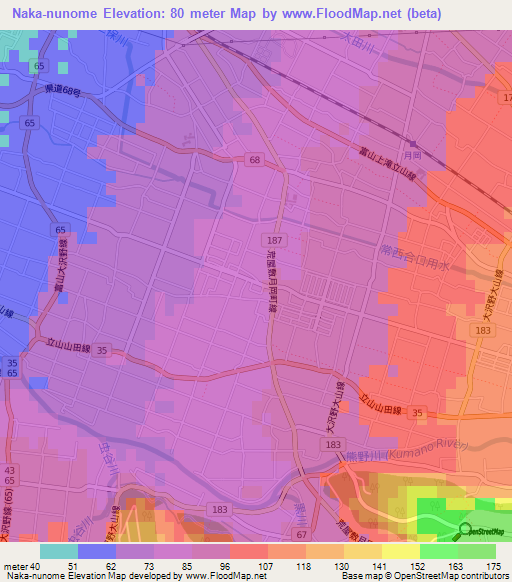 Naka-nunome,Japan Elevation Map