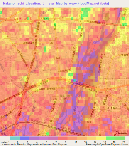 Nakanomachi,Japan Elevation Map