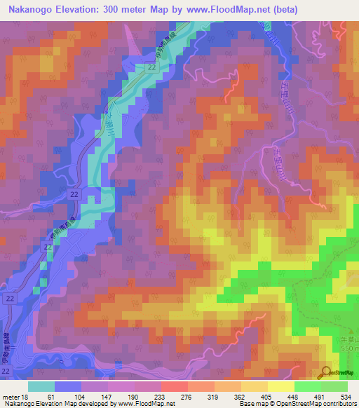 Nakanogo,Japan Elevation Map