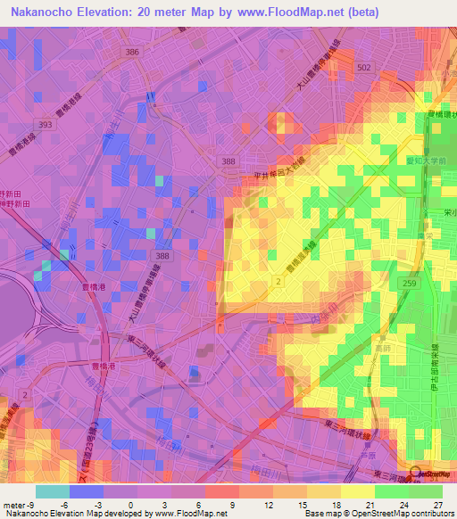 Nakanocho,Japan Elevation Map