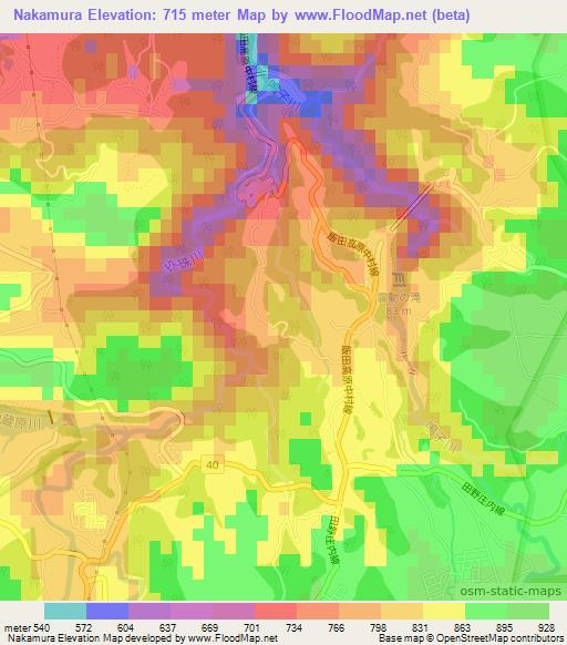 Nakamura,Japan Elevation Map