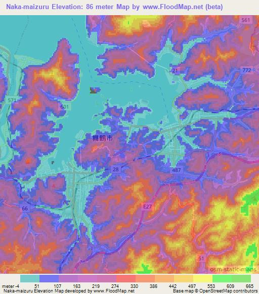 Naka-maizuru,Japan Elevation Map