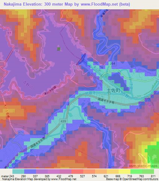 Nakajima,Japan Elevation Map