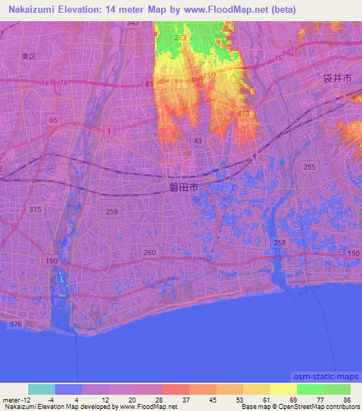 Nakaizumi,Japan Elevation Map