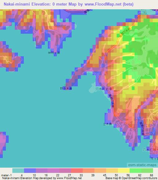 Nakai-minami,Japan Elevation Map