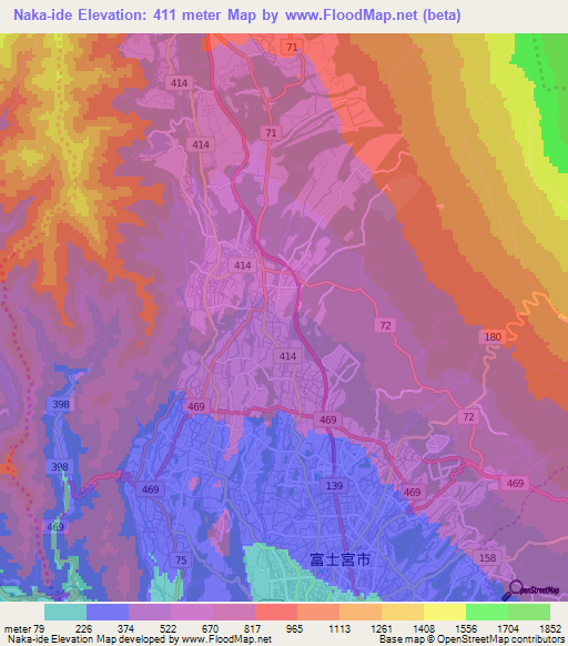 Naka-ide,Japan Elevation Map