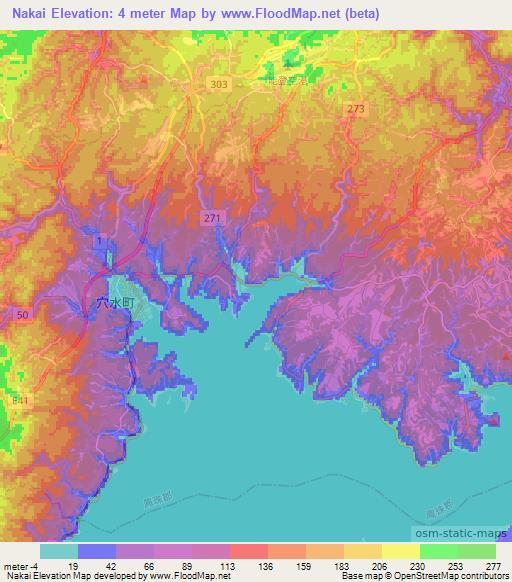 Nakai,Japan Elevation Map