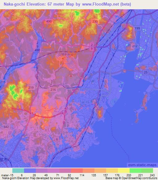 Naka-gochi,Japan Elevation Map