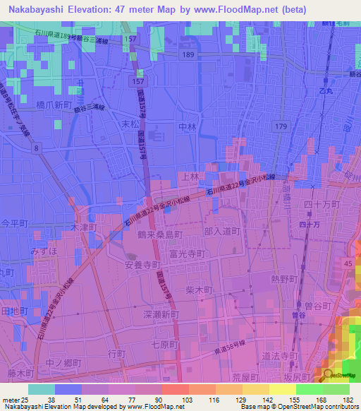 Nakabayashi,Japan Elevation Map
