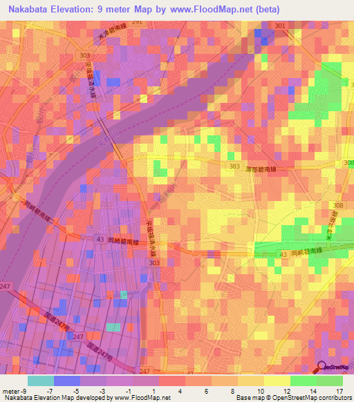 Nakabata,Japan Elevation Map
