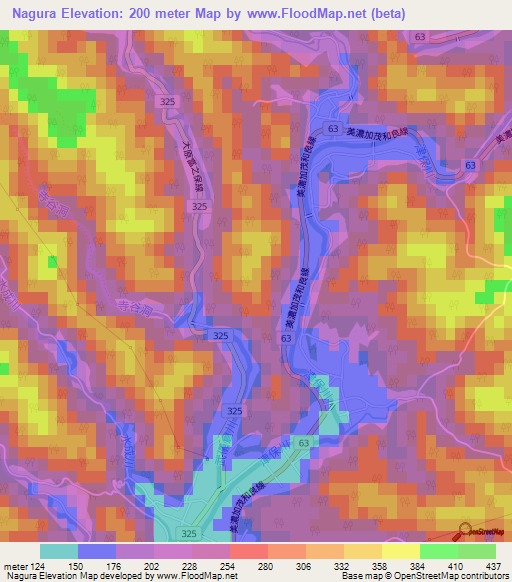 Nagura,Japan Elevation Map