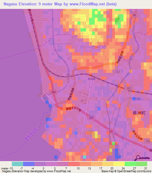Nagasu,Japan Elevation Map