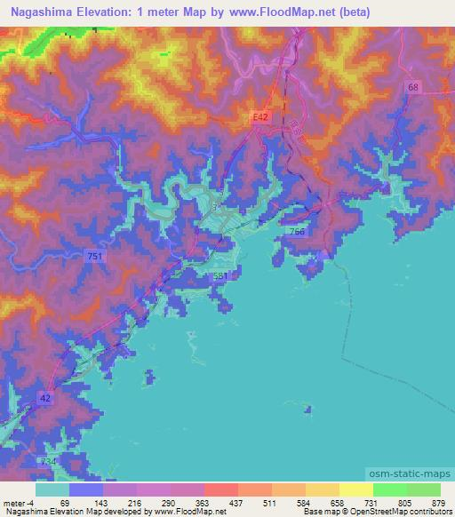 Nagashima,Japan Elevation Map