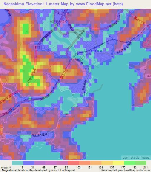 Nagashima,Japan Elevation Map