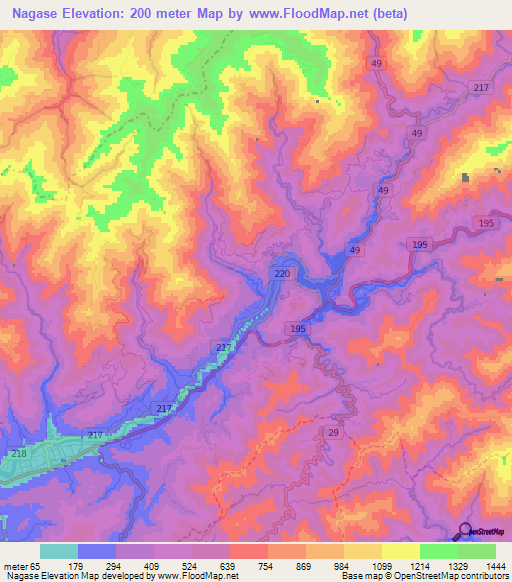 Nagase,Japan Elevation Map
