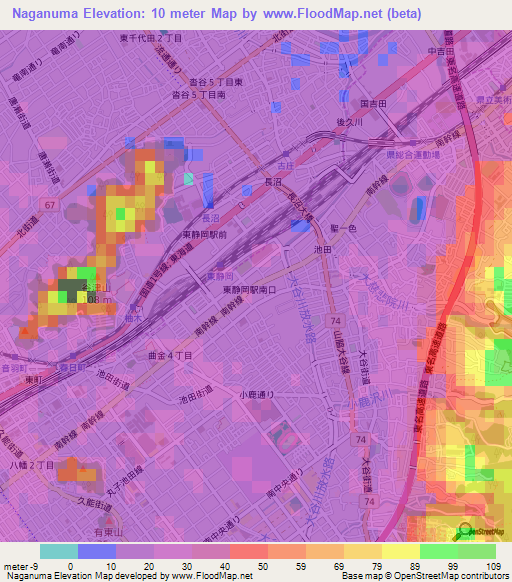 Naganuma,Japan Elevation Map