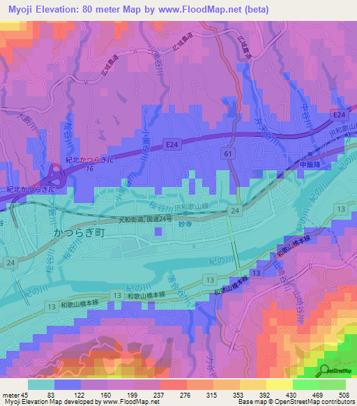 Myoji,Japan Elevation Map