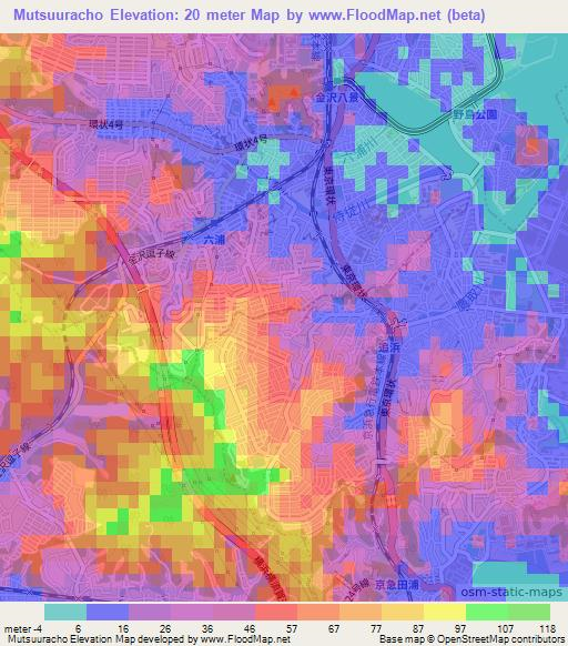 Mutsuuracho,Japan Elevation Map