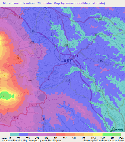 Murautsuri,Japan Elevation Map