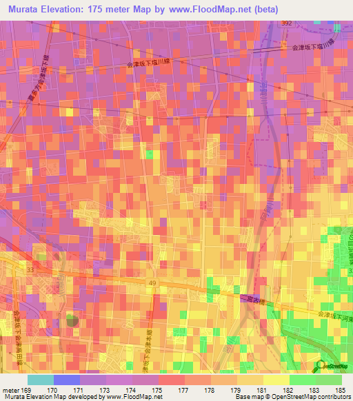 Murata,Japan Elevation Map