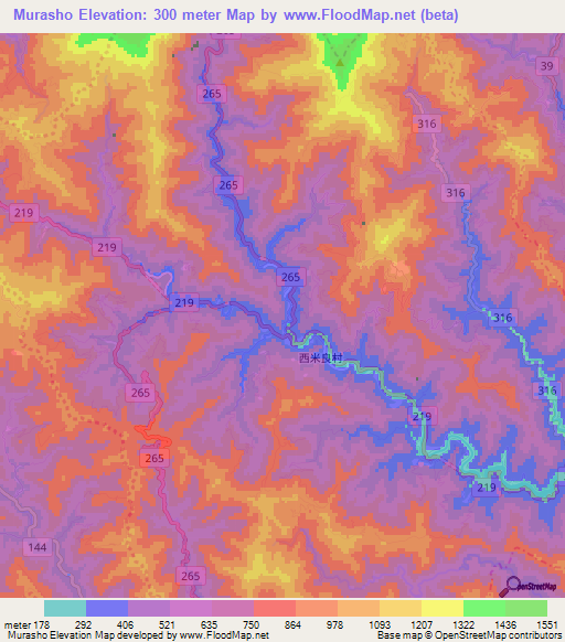 Murasho,Japan Elevation Map