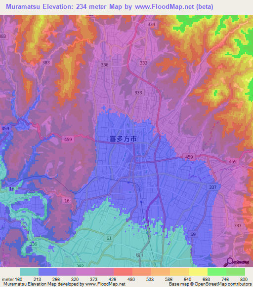 Muramatsu,Japan Elevation Map