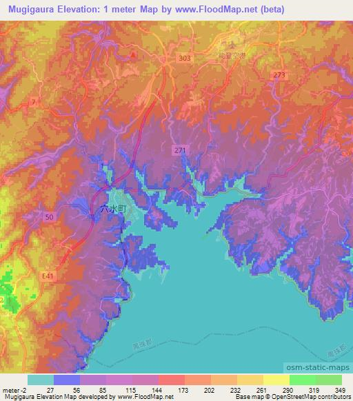 Mugigaura,Japan Elevation Map