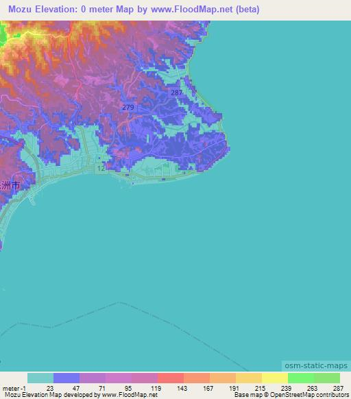 Mozu,Japan Elevation Map