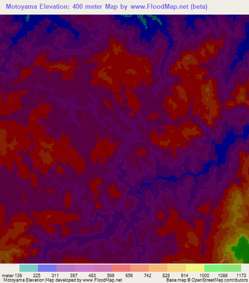 Motoyama,Japan Elevation Map