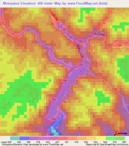 Motoyama,Japan Elevation Map