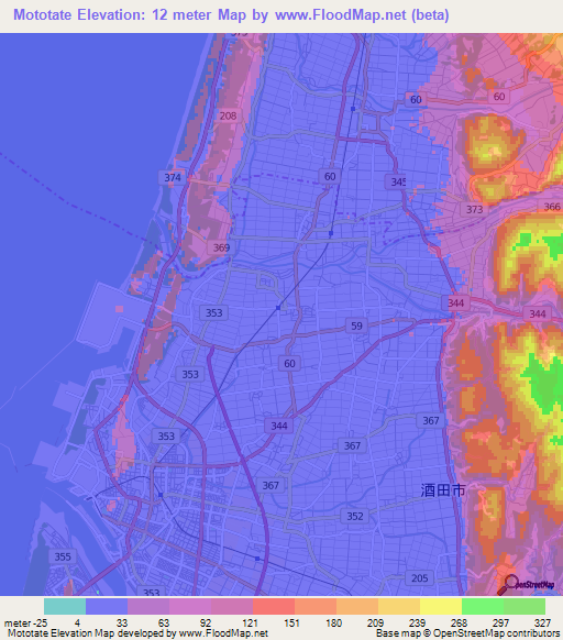 Mototate,Japan Elevation Map
