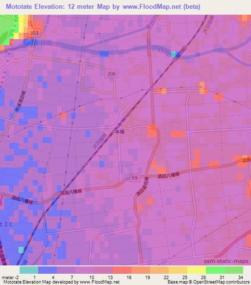 Mototate,Japan Elevation Map