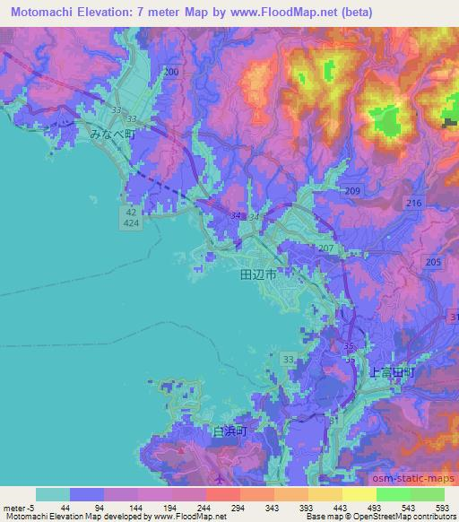 Motomachi,Japan Elevation Map