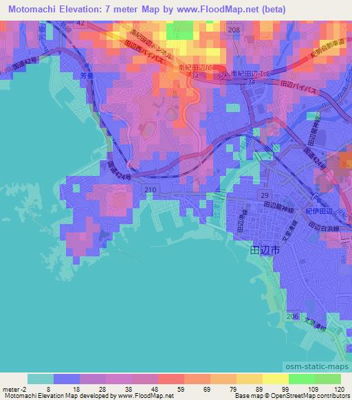 Motomachi,Japan Elevation Map