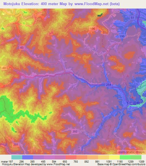 Motojuku,Japan Elevation Map