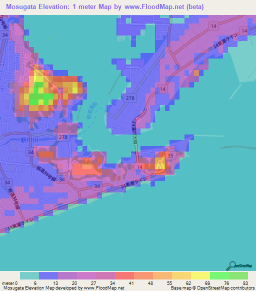 Mosugata,Japan Elevation Map