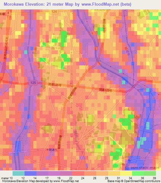 Morokawa,Japan Elevation Map