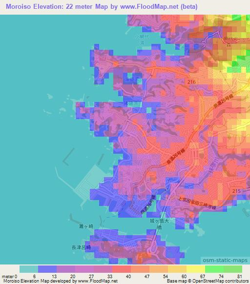 Moroiso,Japan Elevation Map