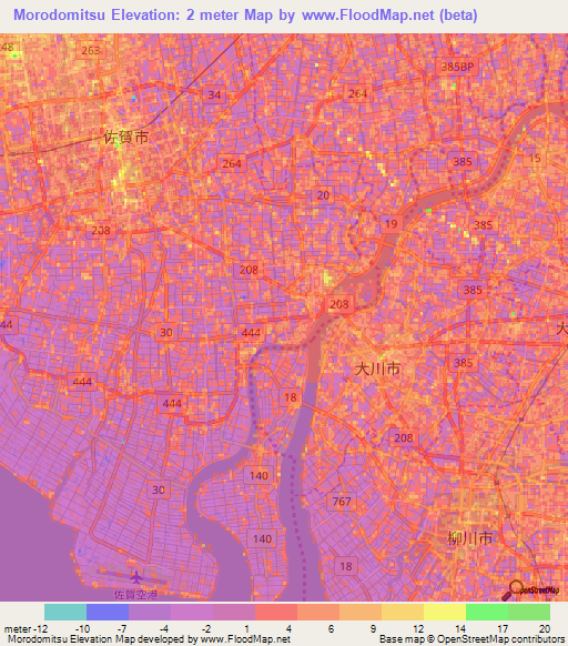 Morodomitsu,Japan Elevation Map