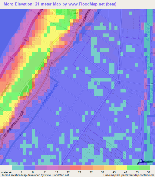 Moro,Japan Elevation Map