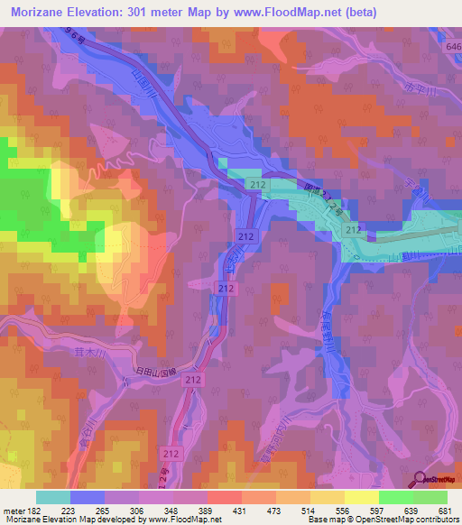 Morizane,Japan Elevation Map