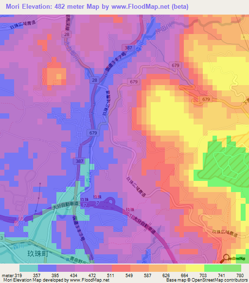 Mori,Japan Elevation Map
