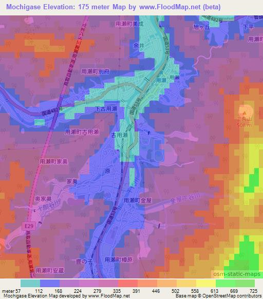 Mochigase,Japan Elevation Map