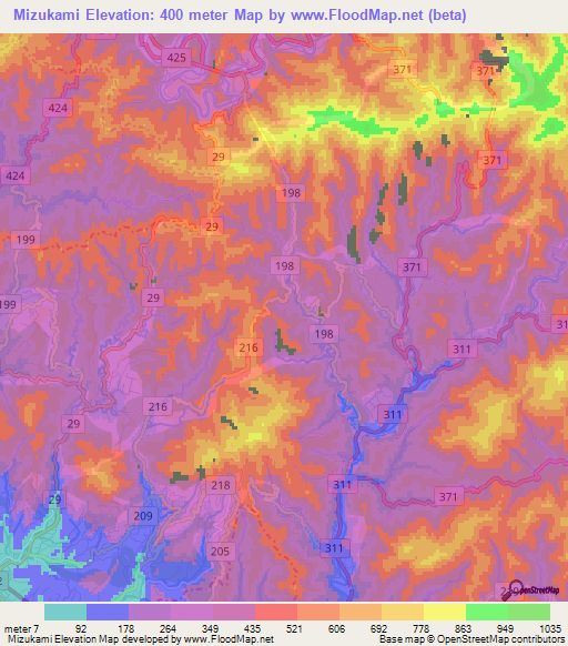 Mizukami,Japan Elevation Map