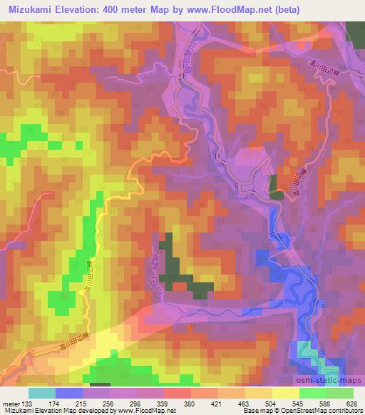 Mizukami,Japan Elevation Map