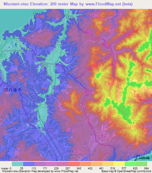 Mizotani-otsu,Japan Elevation Map
