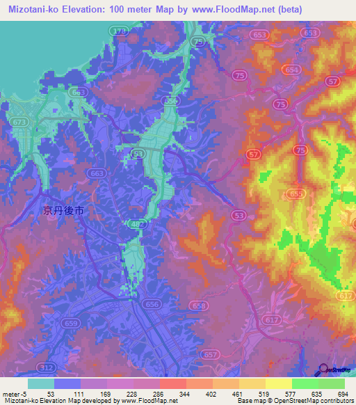 Mizotani-ko,Japan Elevation Map