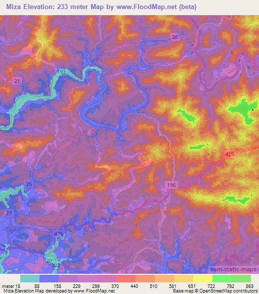 Miza,Japan Elevation Map