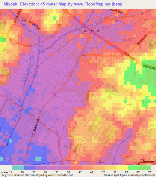 Miyoshi,Japan Elevation Map