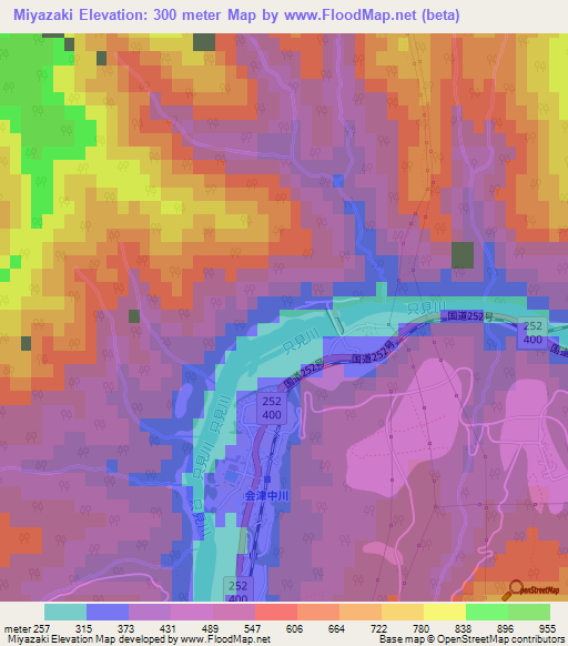 Miyazaki,Japan Elevation Map